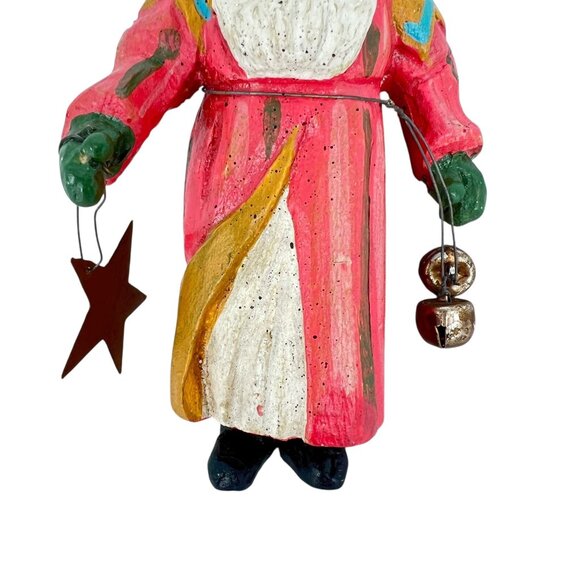 House Of Hatten 1987 Enchanted Forest Hand-Painted Santa Figurine Bells Star - Picture 3 of 11